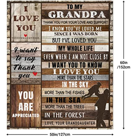 Grandpa Gifts Gifts for Grandpa Blanket 50"x60", Grandpa Birthday Gifts from Granddaughter Soft Cozy Flannel Throw Blanket Christmas for Grandfather
