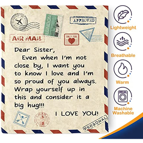Sister Birthday Gifts from Sister, Sister Gifts Blanket for Sisters from Brother Throw Blanket to My Sister, Soft Bed Sofa Cozy Fleece Flannel Blanket Christmas Valentines Unique Gifts for Women Teen