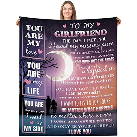 Girlfriend Blanket-I Love You Blanket to Girlfriend-Gifts for Girlfriend-Romantic Anniversary Birthday for Her Throw Blanket 60"x50"