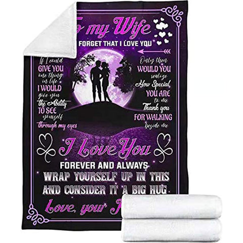 To My Wife Blanket from Husband, Cozy Super Soft Plush Fleece Throw Blanket with Quotes, for Birthday, Anniversary and Valentine's Day (60x80 inches)