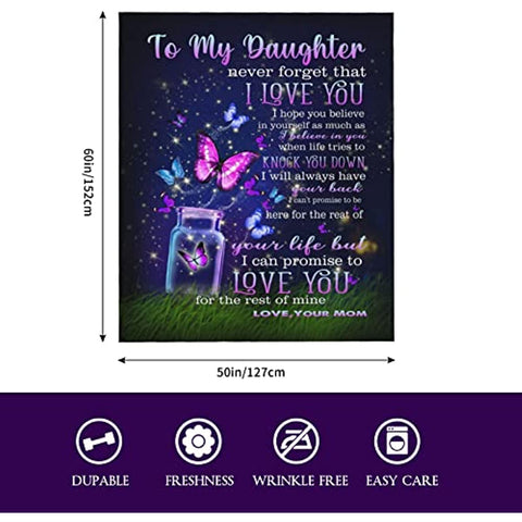 To My Daughter Gifts from Mom, Gifts for My Daughter Blanket from Mom, Daughter Blankets, Gifts for My Daughter, Birthday Anniversary Graduation (To My Daughter Gifts from Mom Blanket, 50"L x 60"W)