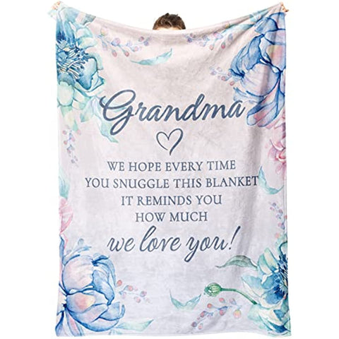 Blanket Gifts for Grandma, Grandma Birthday Gifts, Mother‘s Day Gifts for Grandma from Granddaughter Grandchildren, We Love You Cozy Throw Blankets Present 50" x 60"
