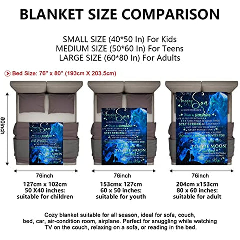 Son Gift Blanket from Mom, to My Son Blanket, Son Gifts from Mom Mother, Wolf Throws Blanket Super Soft Flannel Blanket for Graduation Valentines Day Wedding Birthday Gifts 60''x50''