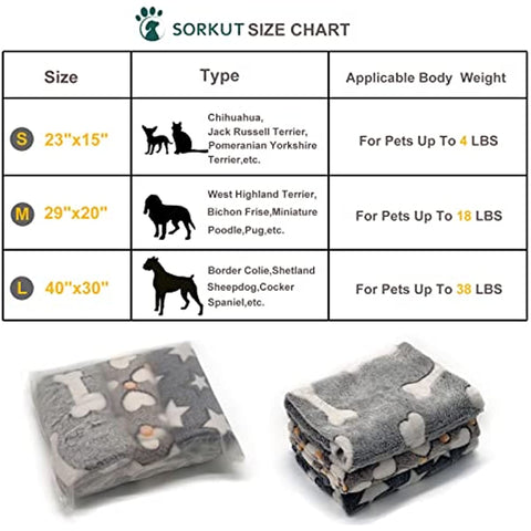 1 Pack 3 Puppy Blankets Super Soft Warm Sleep Mat Grey Cute Print Blanket Fluffy Fleece Pet Blanket Flannel Throw Dog Blankets for Small Dogs Puppy Dogs Fluffy Cats,Star&Bone&Love-Small(23"x15")