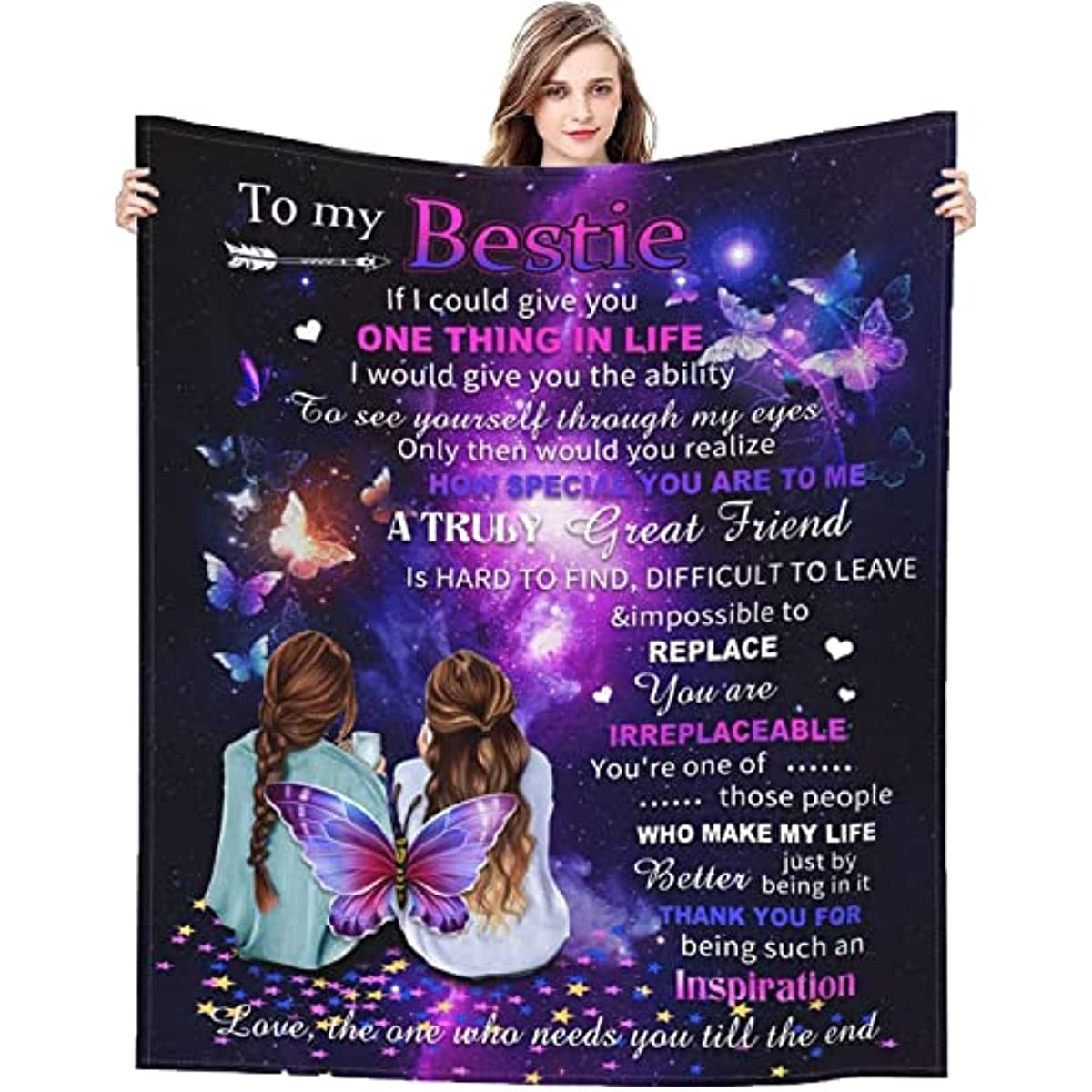 To My Bestie Gift Blanket Super Soft Fleece Throw Blankets for Women, Girls, BFF, Sisters, Friendship, Friend Gifts for Birthday Christmas Microfiber Cozy Throws for Home Bed Sofa 60"x 50"