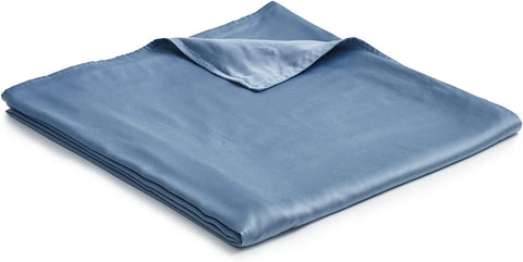 Cooling Bamboo & Cozy Velvet Dual-Sided Duvet for Weighted Blankets (80''x87'') - Blue Grey Print