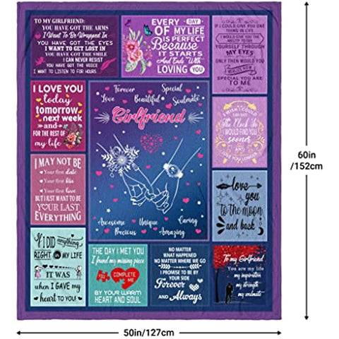 Gifts for Girlfriend from Boyfriend, Girlfriend Gifts Blanket 60"x50" Girlfriend Birthday Gifts, Best Girlfriend Gifts Ideas for Valentine's Day Mothers Day Christmas, to My Girlfriend Throw Blankets