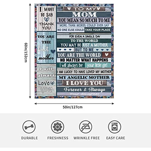 Gifts for Mom from Daughter, Mom Blanket from Daughter 50''x60'', Mom Gifts, Mothers Day Birthday Gifts for Mom Soft Cozy Flannel Throw Blanket Mom Birthday Gifts Blanket for Mom