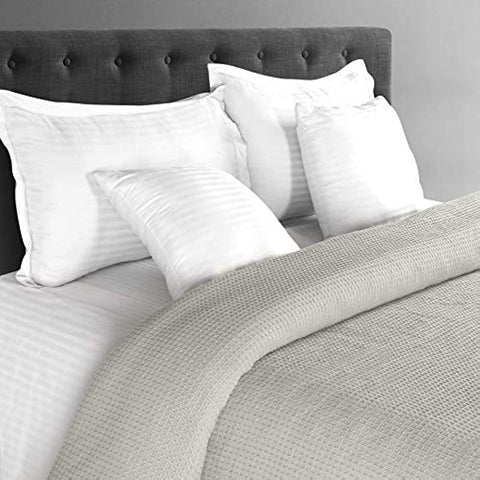 100% Cotton Thermal Blanket, Breathable Bed Blanket Queen Size, Soft Waffle Blanket, Queen Blanket, All Season Cotton Blanket, Light Grey