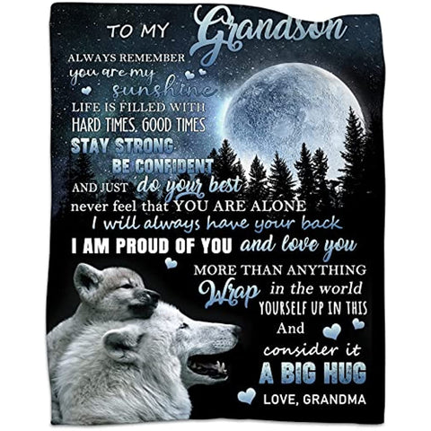 To My Grandson Blankets from Grandma Birthday Gifts for Granson from Grandma for Grandson Flannel Soft Fleece Bed Blanket 50X60in