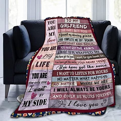 Girlfriend Gifts from Boyfriend Girlfriend Throw Blankets Valentines Gifts for Her I Love You Love Gifts Anniversary Birthday Gift 50"x60"