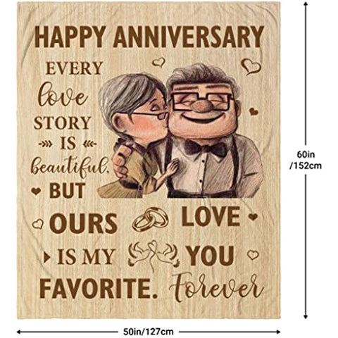 Wedding Anniversary Blanket Gifts for Him Her Wife Husband Men Best Romantic Anniversary Marriage Gift for Couple Mom Dad Parents, Happy Anniversary for Girlfriend Boyfriend Gifts Blanket 60"X 50"