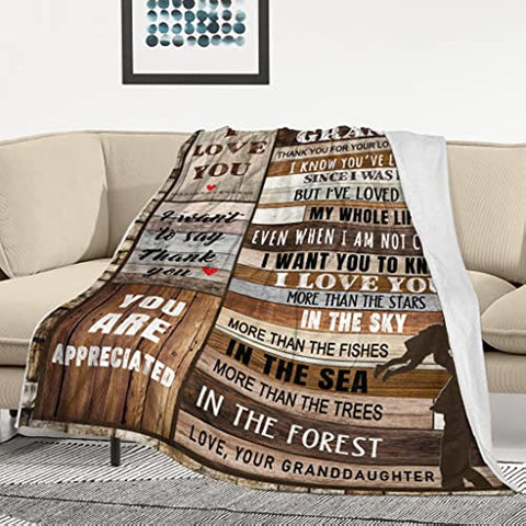 Grandpa Gifts Gifts for Grandpa Blanket 50"x60", Grandpa Birthday Gifts from Granddaughter Soft Cozy Flannel Throw Blanket Christmas for Grandfather