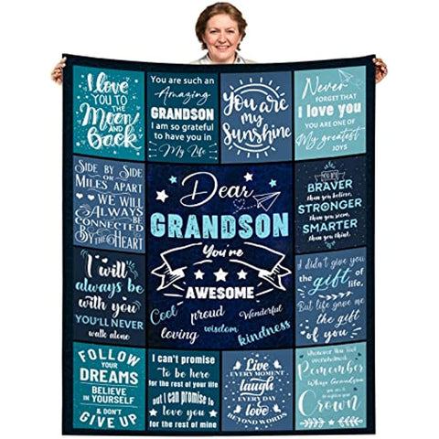 Grandson Gifts from Grandma - To My Grandson Blanket - Gifts for My Grandson from Grandma and Grandpa - Birthday Valentines Day Gifts for Grandson - Grandson Blanket from Grandparents 50''x60''