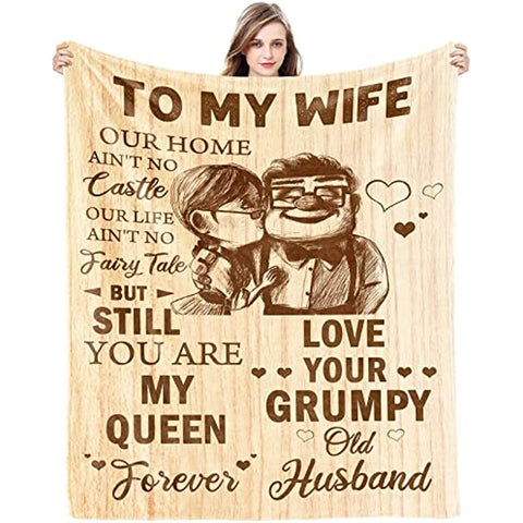 Gift for Wife from Husband to My Wife Blanket Wedding Anniversary Romantic Gifts for Wife Birthday Christmas Valentine's Mother's Day Healing Thoughts Blanket Presents for Her