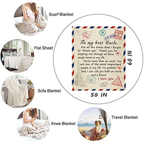 Uncle Gifts Blanket - Uncle Gifts from Niece 60"x50" - Uncle Gifts from Nephew - Birthday Gifts for Uncle - Best Uncle Ever Gift Ideas - Great Gifts for Uncles from Nieces
