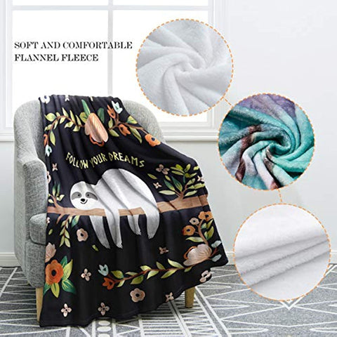 Sloth Print Throw Blanket Smooth and Soft Blanket Kid Baby for Sofa Chair Bed Office Travelling Camping 50"x60"