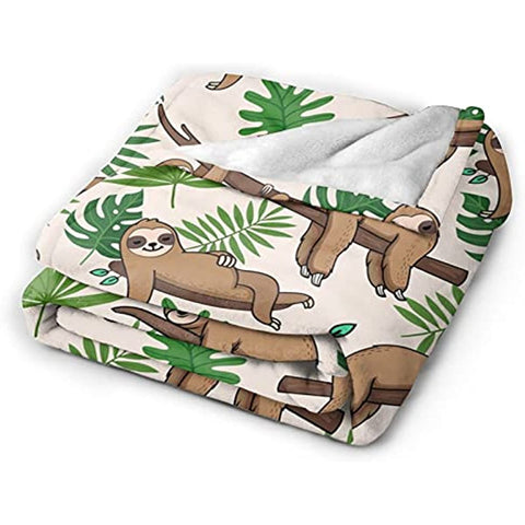 Cute Sloth Throw Blanket Flannel Fleece Bed Blanket Cozy Air Conditioning Blanket Plush Blanket for Bedroom Living Sofa Car 50"x40"
