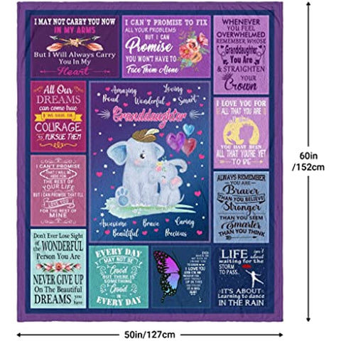 Granddaughter Gifts from Grandma, Granddaughter Blanket 60"x50", Granddaughter Birthday Gifts, Gift for Granddaughter from Grandpa, to Granddaughter Throw Blanket for Graduation Mothers Day Christmas