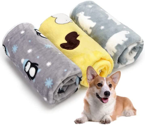 1 Pack 3 Puppy Blanket for Pet Cushion Medium Dog Cat Bed Fluffy Fleece Throw Dog Blankets Super Soft Cute Pet Blanket Cover for Bed,Kennel,Sofa (30 * 20inch)