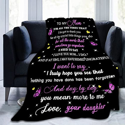 Gifts for Mom- to My Mom Blanket -Mom Blankets from Daughter for Birthday Mother‘s Day 50 "X60“…