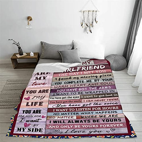 Girlfriend Gifts from Boyfriend Girlfriend Throw Blankets Valentines Gifts for Her I Love You Love Gifts Anniversary Birthday Gift 50"x60"