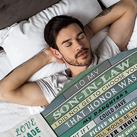 To My Son in Law Blanket from Father Mother in Law Throw Blankets 60"X50" - Son in Law Gift Blanket - Son in Law Gift Ideas for Anniversary Graduation Wedding - Best Birthday Gift for Son in Law