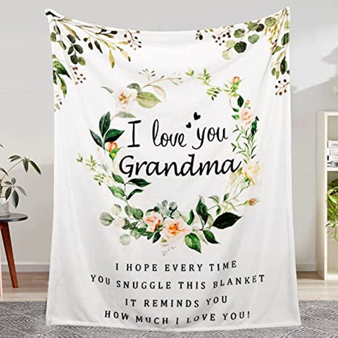 Mothers Day Blanket Gifts for Grandma, Gifts for Grandma, Grandma Birthday Gifts, Grandma Gifts from Grandkids, Great Grandma Gifts, I Love You Grandma Blanket, Soft Throw Blanket 60" x 50"
