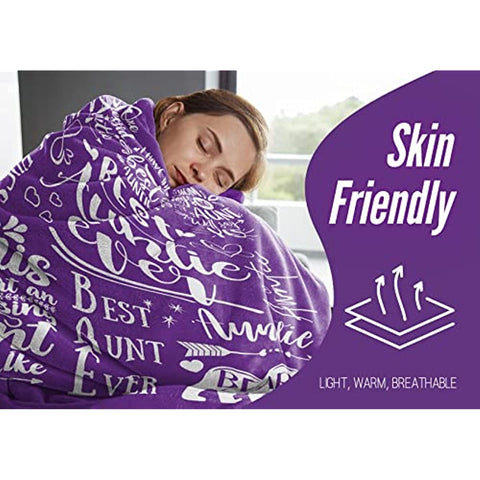 Aunt Gifts from Niece, Nephew, Best Auntie Ever Gifts Blanket for Aunt, Birthday Gifts Flannel Blankets for Women- 50"x 65"- Purple