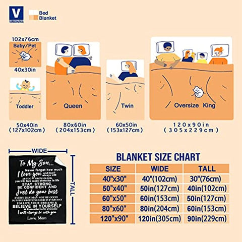 to My Son Blanket from Mom Personalized Gift for Man to Be Dad Husband,Soft Throws Courage Inpsirational Sheet Lightweight Gifts for Boys Birthday Flannel Blankets for Couch-50 x40 for Toddler Kids