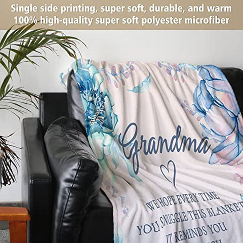 Blanket Gifts for Grandma, Grandma Birthday Gifts, Mother‘s Day Gifts for Grandma from Granddaughter Grandchildren, We Love You Cozy Throw Blankets Present 50" x 60"
