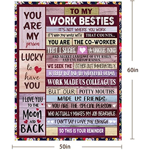 To My Coworkers Work Bestie Gifts Blanket Coworkers Bestie Blanket Soft Flannel Friendship Blanket for Coworkers Work Bestie Best Friends Birthday Blanket Gifts for Coworkers Best Themed Gifts