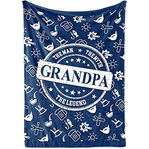 Gifts for Grandpa, Throw Blanket for Grandfather, Presents from Granddaughters Grandsons for Christmas, Birthday, Father's Day - 50" x 65" The Man Myth Legend