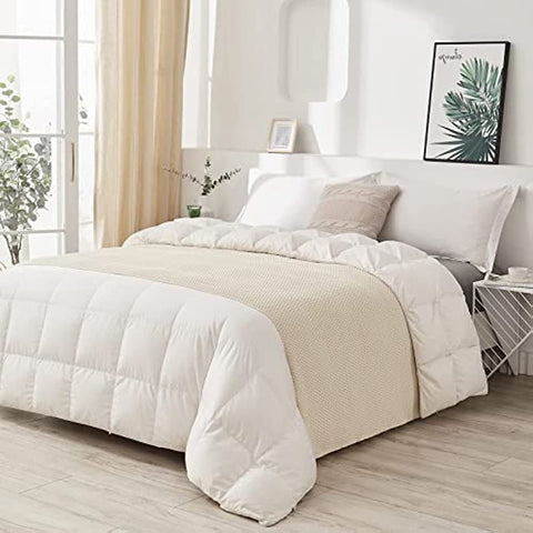 bedding Cream Knitted Throw Blanket for Couch, Soft, Cozy Machine Washable 100% Cotton Sofa Knit Blankets, Heavy 3.0lb Weight, 50 x 63 Inches, Beige Color