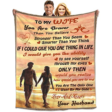 to My Wife Blanket from Husband, Birthday Gifts for Wife, Soft Throw Blanket Gifts for Her Wedding Anniversary Valentines Day Gifts - 50x60 Inch