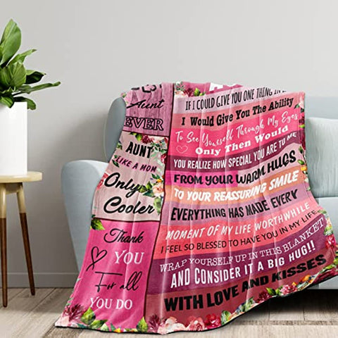 Aunt Gift, Mother's Day Blanket Gifts for Aunt, Aunt Gifts from Niece Nephew, Best Aunt Ever Gifts, Birthday Gifts for Aunt, Funny Aunt Gifts, Meaningful Gift for Aunt - Blanket 60" X 50"