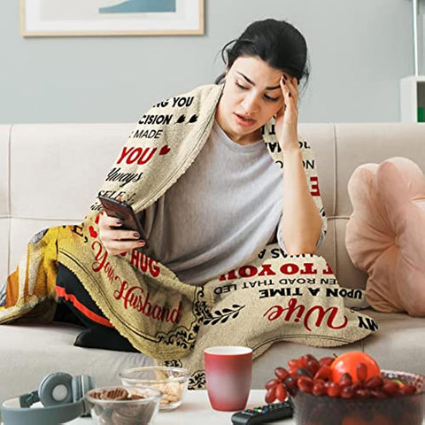 Wedding Anniversary Romantic Gift for Her Blanket, Mothers Day Birthday Gifts for Wife, Wife Gifts from Husband, Best Wife Birthday Gift Ideas, to My Wife Flannel Throw Blanket 60 x 50 inch
