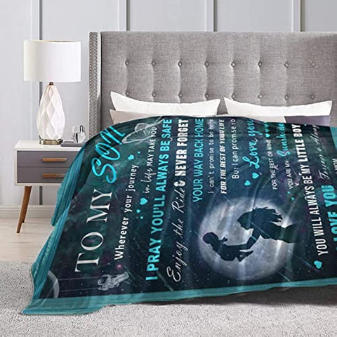 Son Blanket from Mom, Mothers Day to My Son Gifts Blanket-Birthday Graduation Gifts for Son Throw Blanket 60"x50" -Gifts for Son from Mom Blanket