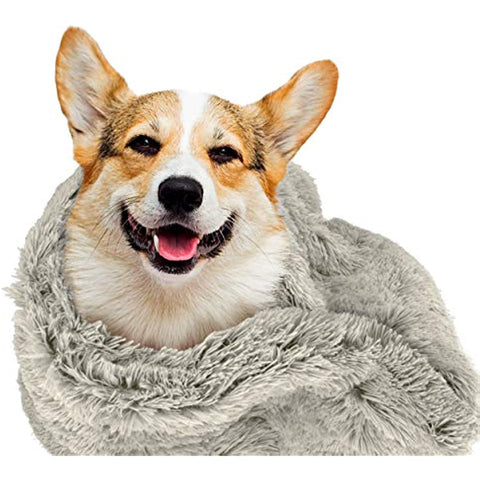 The Dog’s Blanket Sound Sleep Donut Dog Blanket, Large, Calming, Anti-Anxiety Snuggler Blanket, Silver Grey