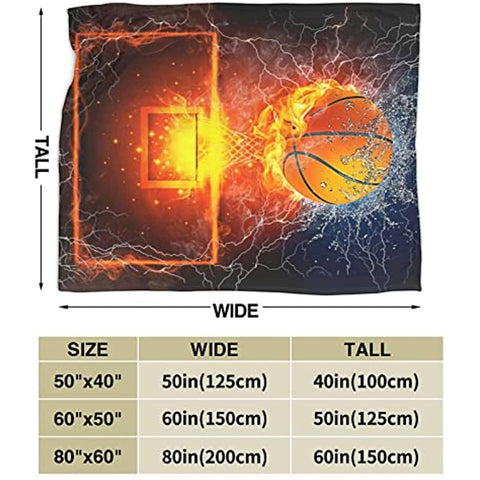 Basketball Blankets and Throws 50"X40" Soft Flannel Sports Blankets for Mens Boys Plush Cozy Throws for Bed Sofa