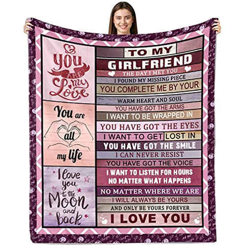 To My Girlfriend Blanket, Valentine's Day Gifts for Girlfriend, Girlfriend Birthday Gifts, Romantic Gifts for Her Girlfriend, Girlfriend Gifts, Soft Flannel Throw Blankets 50"x60"