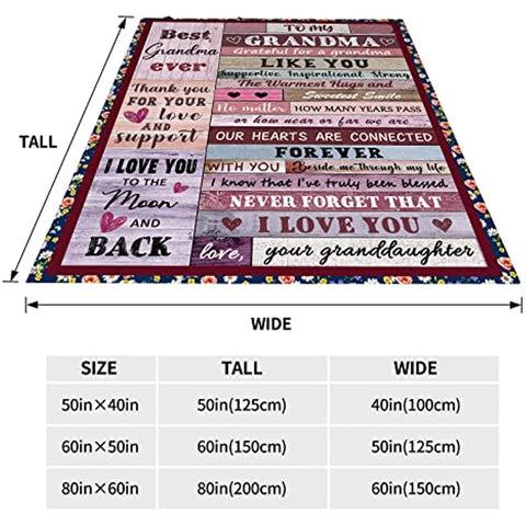 Grandma Gifts Blankets from Granddaughter Mothers Day Blanket Gifts for Grandma Birthday Gifts for Grandma Christmas Thanksgiving Gifts Ideas Throw Blankets 50"x60"