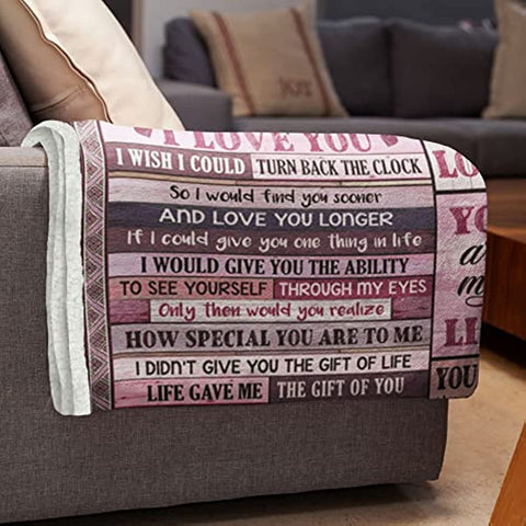 Wife Blanket with Sleep Mask, Socks and Gift Box - to My Wife Blanket from Husband for Christmas, Birthday, Valentines for Wife from Husband - Fleece Blanket, 60" x 50"
