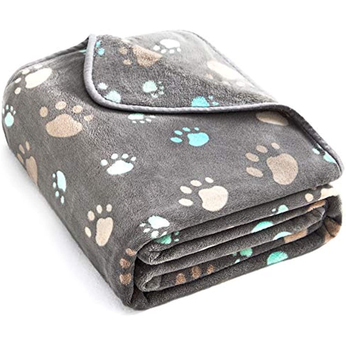Super Soft and Premium Fuzzy Flannel Fleece Pet Dog Blanket, The Cute Print Design Washable Fluffy Blanket for Puppy Cat Kitten Indoor or Outdoor, Grey, 31 x 24 Inches