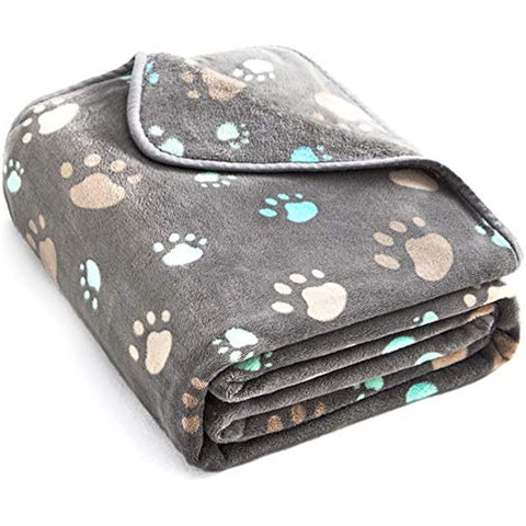 Super Soft and Premium Fuzzy Flannel Fleece Pet Dog Blanket, The Cute Print Design Washable Fluffy Blanket for Puppy Cat Kitten Indoor or Outdoor, Grey, 31 x 24 Inches