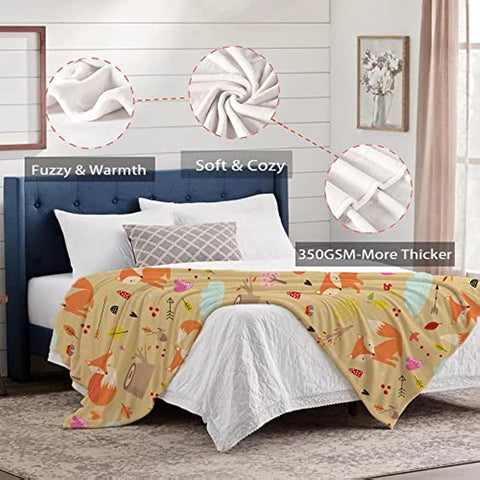 Fox Blanket for Boys Girls, Kid Cute Fox Print Throw Blanket for Couch Bed Sofa Living Room Decor, Soft Cozy Foxes Blanket Ideal Gifts for Baby Toddler Infant Newborn 40 "x 50"