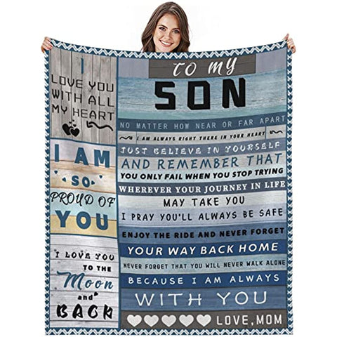Son Blanket, Gifts for Son to My Son Blanket from Mom, Birthday Gifts for Son from Mom, Son Gifts from Mom, Graduation Gifts for Son, Soft Fleece Throw Blanket Talking Love to Him 50x60 inch