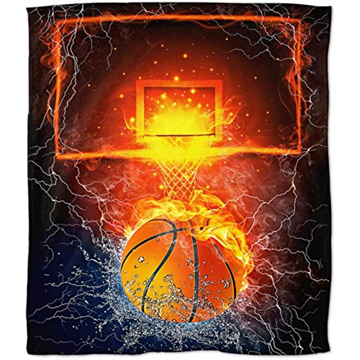 Basketball Blankets and Throws 50"X40" Soft Flannel Sports Blankets for Mens Boys Plush Cozy Throws for Bed Sofa