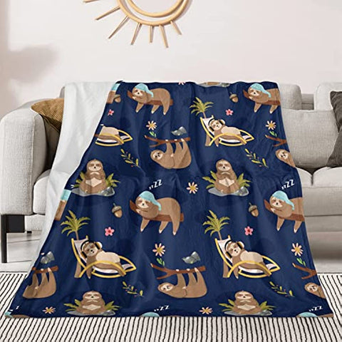Sloth Blanket, Sloth Gifts for Women Girls Plush Lightweight Flannel Fleece Kids Blanket All Season Cute Sloths Throw Blanket for Bed Couch Chair Funny Gifts for Sloth Lovers 60"x50"