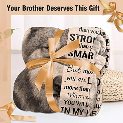 Gifts for Brother Blanket, Brother Gift from Sister - Brother Gifts - Brother Birthday Gift - Birthday Gifts for Men - Soft Flannel Throw Blankets for Bed Sofa Couch Travel Beach (Wolf, 50x60 in)